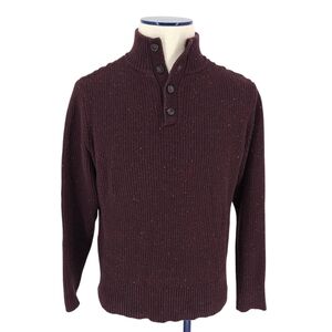 The North Face Crestview Button Sweater Burgundy Long Sleeve Knit Pullover Large